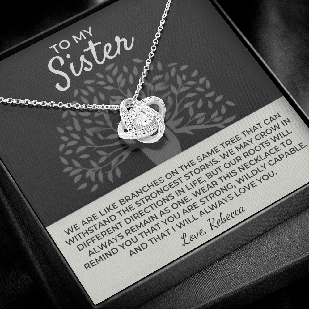 To My Sister - Love Knot Necklace Gift Set