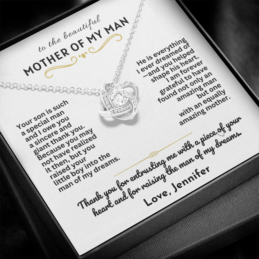To The Mother Of My Man - Love Knot Necklace Gift Set