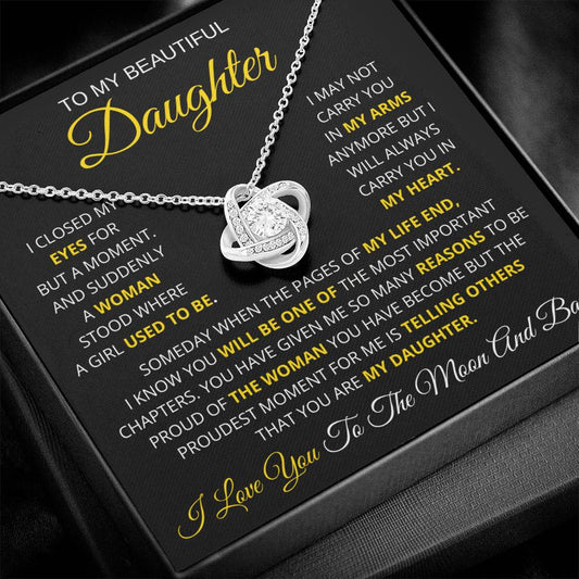 To My Beautiful Daughter-Loveknot Necklace-Someday When The Pages