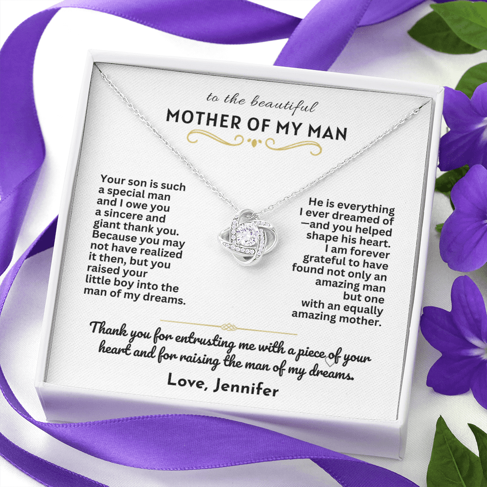 To The Mother Of My Man - Love Knot Necklace Gift Set