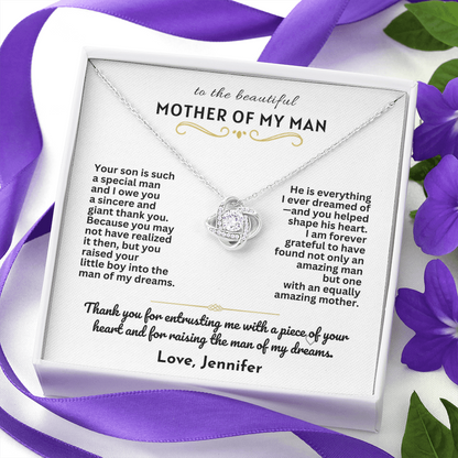To The Mother Of My Man - Love Knot Necklace Gift Set