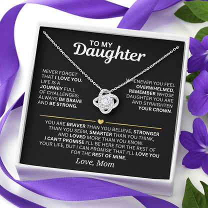 To My Daughter - From Mom - Love Knot Necklace Gift Set