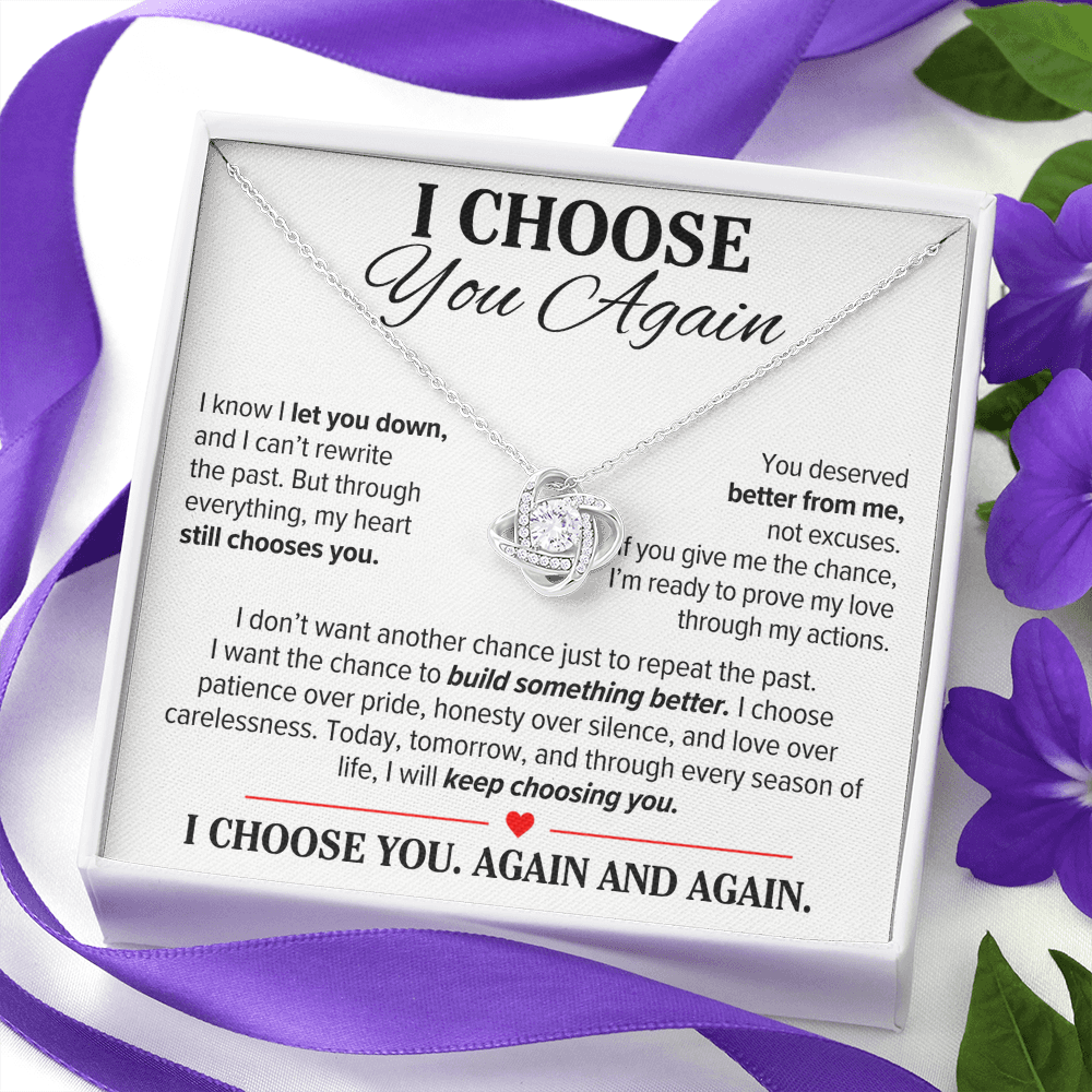 I Choose You Again Necklace for Her – Love Knot Second Chance Apology Gift