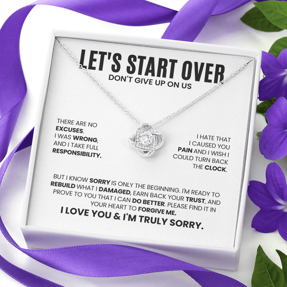 Let's Start Over Necklace for Her – Don't Give Up on Us – Heartfelt Apology Gift Set