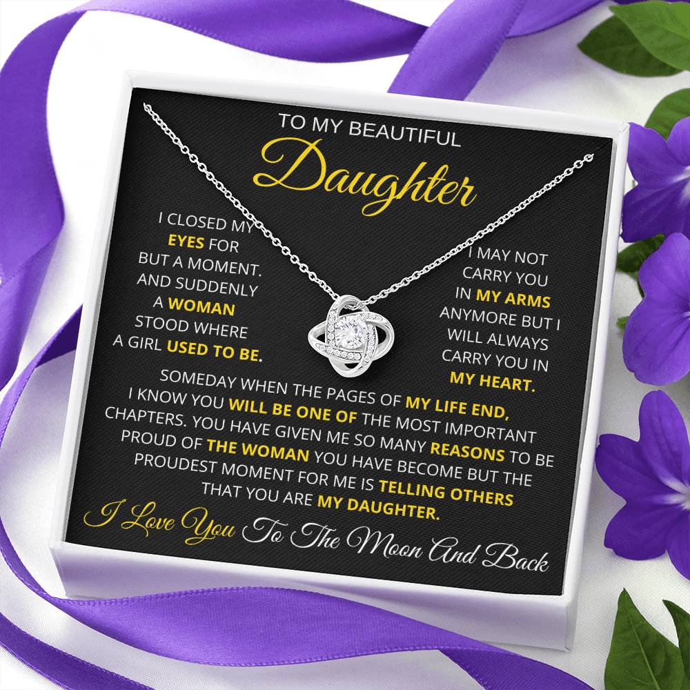 To My Beautiful Daughter-Loveknot Necklace-Someday When The Pages