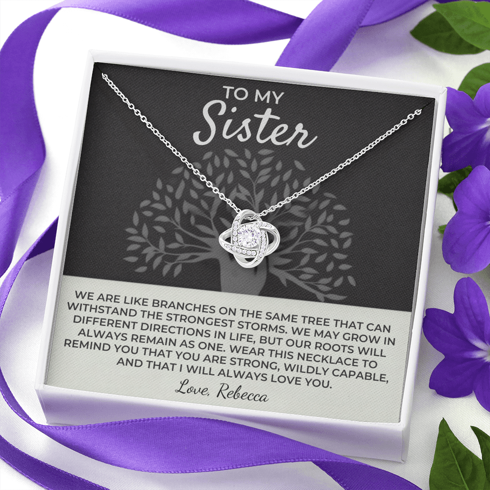 To My Sister - Love Knot Necklace Gift Set