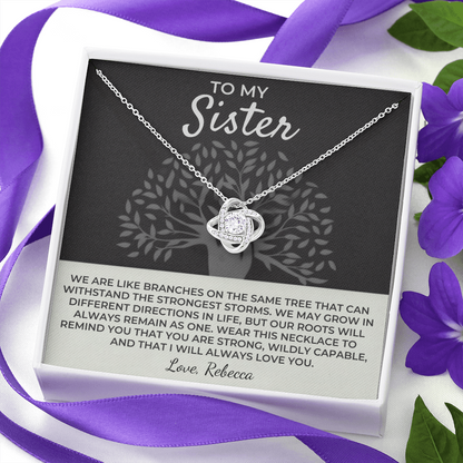 To My Sister - Love Knot Necklace Gift Set