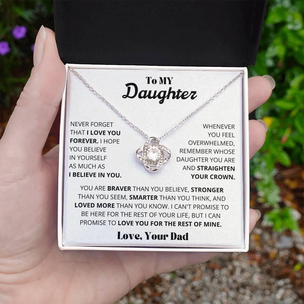 [Almost Sold Out] To My Daughter - Believe In Yourself - Love Knot Necklace - Charming Family Gift