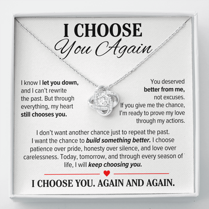 I Choose You Again Necklace for Her – Love Knot Second Chance Apology Gift