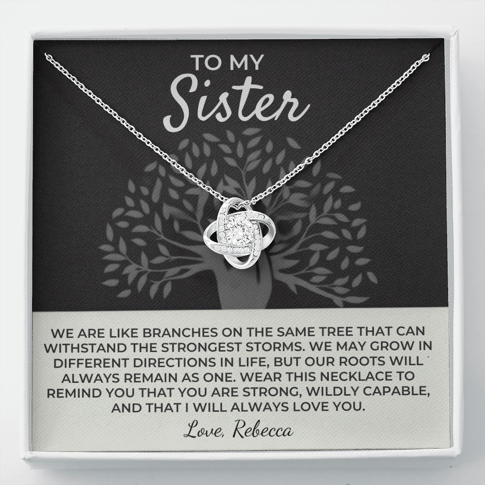 To My Sister - Love Knot Necklace Gift Set