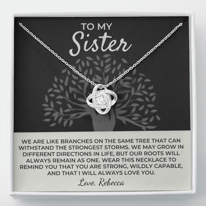 To My Sister - Love Knot Necklace Gift Set