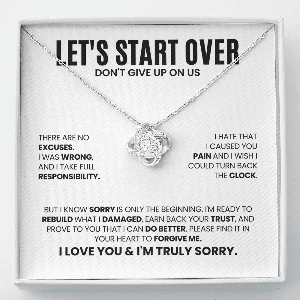Let's Start Over Necklace for Her – Don't Give Up on Us – Heartfelt Apology Gift Set