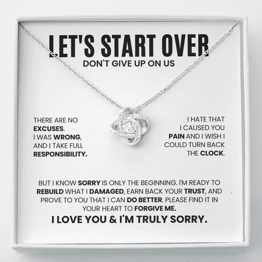 Let's Start Over Necklace for Her – Don't Give Up on Us – Heartfelt Apology Gift Set