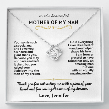 To The Mother Of My Man - Love Knot Necklace Gift Set