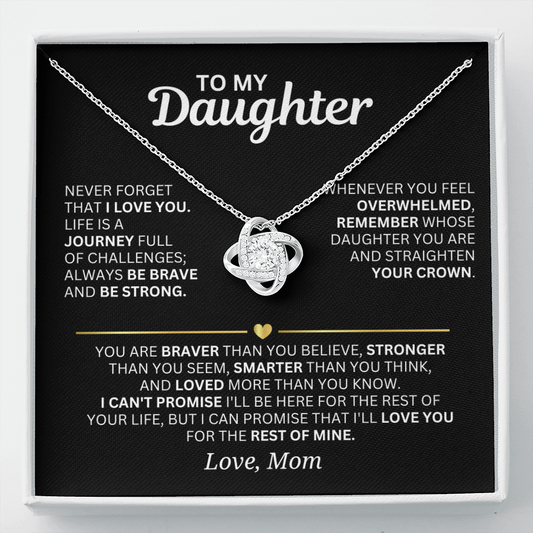 To My Daughter - From Mom - Love Knot Necklace Gift Set