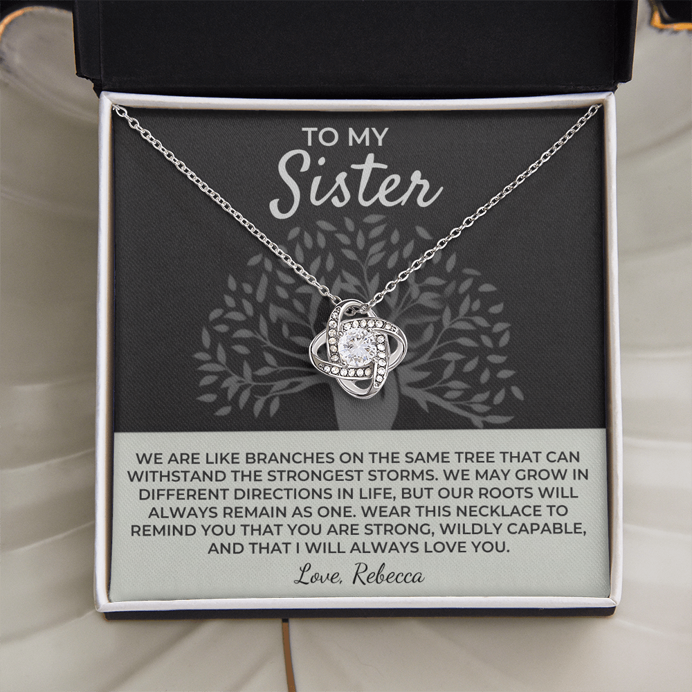 To My Sister - Love Knot Necklace Gift Set