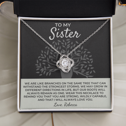 To My Sister - Love Knot Necklace Gift Set