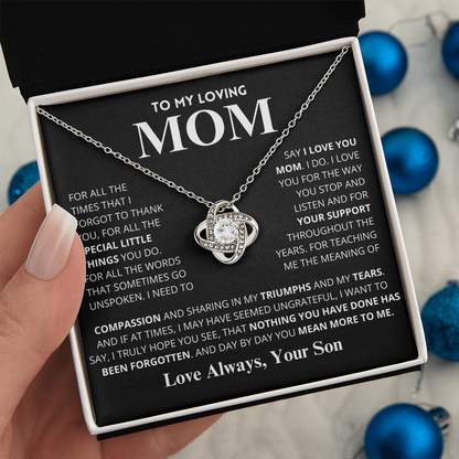 Mom Gift "You Mean More" Knot Necklace From Son