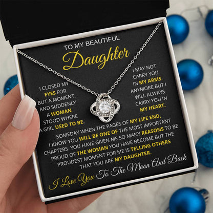 To My Beautiful Daughter-Loveknot Necklace-Someday When The Pages