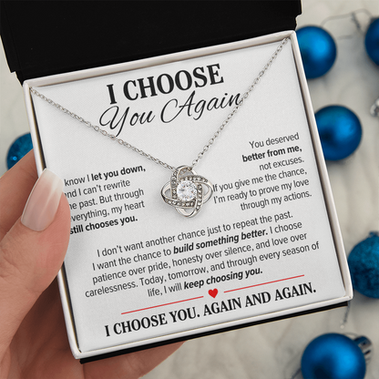 I Choose You Again Necklace for Her – Love Knot Second Chance Apology Gift
