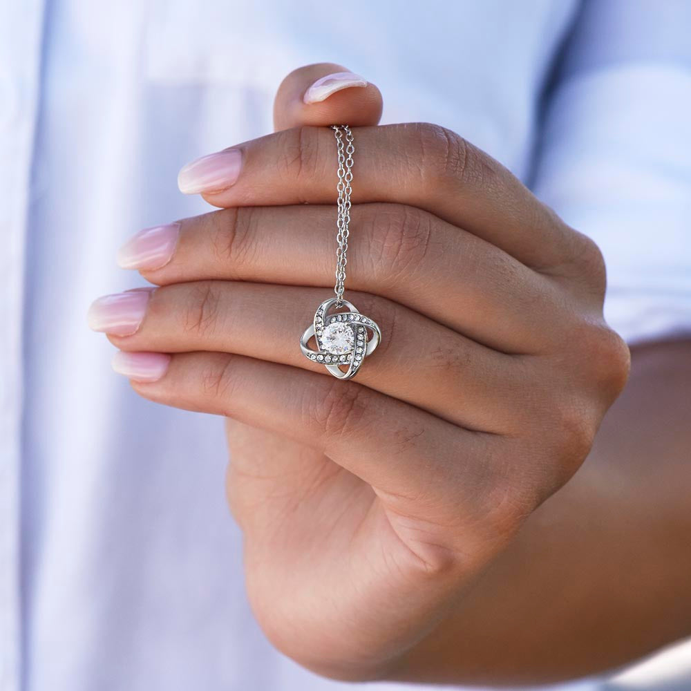 To My Bonus Daughter - "My Family Forever" Love Knot Necklace Gift Set