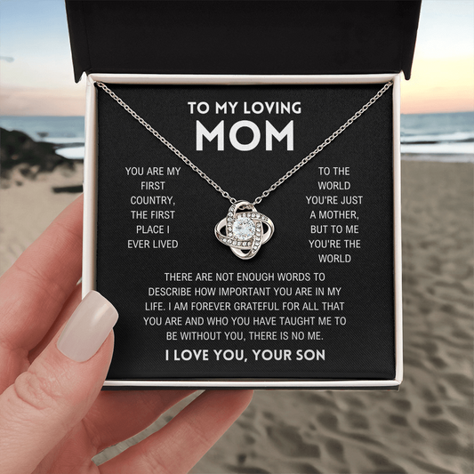 Mom - You're The World - Love Knot Necklace From Son