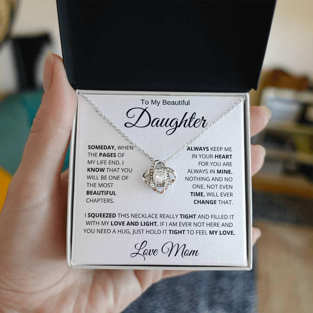 To My Beautiful Daughter Love Knot Necklace - Charming Family Gift