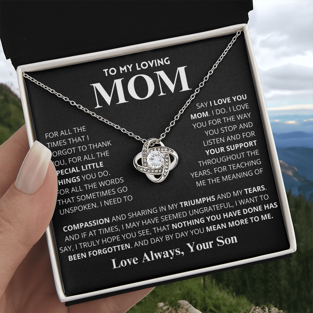 Mom Gift "You Mean More" Knot Necklace From Son