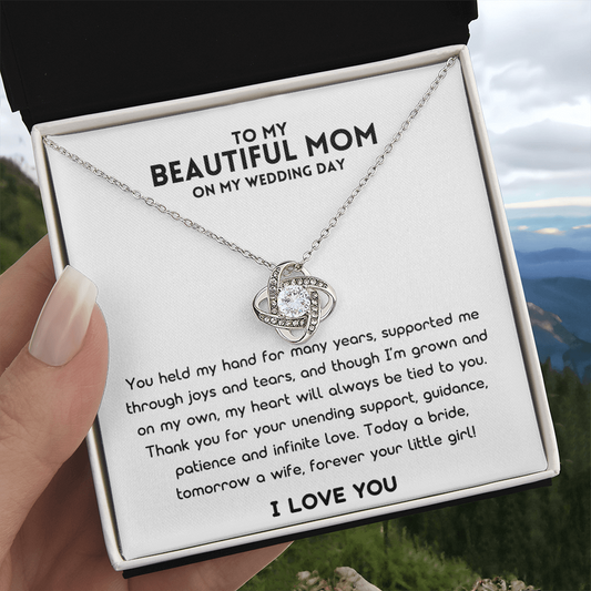 Mother Of The Bride Gift (You Held My Hand) Love Knot Necklace