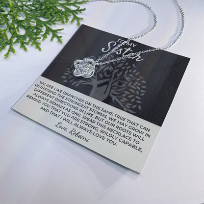 To My Sister - Love Knot Necklace Gift Set