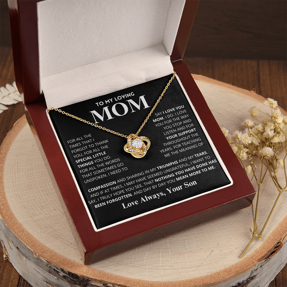 Mom Gift "You Mean More" Knot Necklace From Son