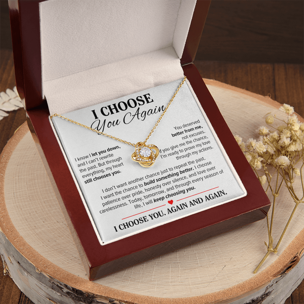 I Choose You Again Necklace for Her – Love Knot Second Chance Apology Gift