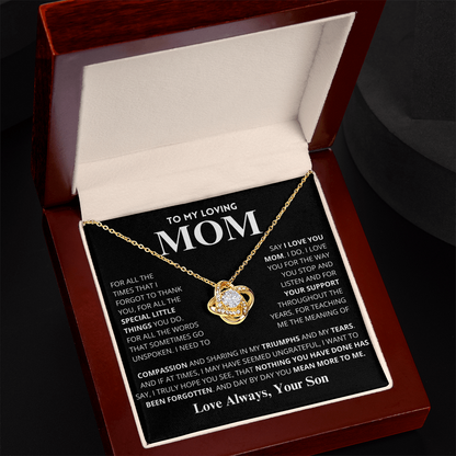 Mom Gift "You Mean More" Knot Necklace From Son