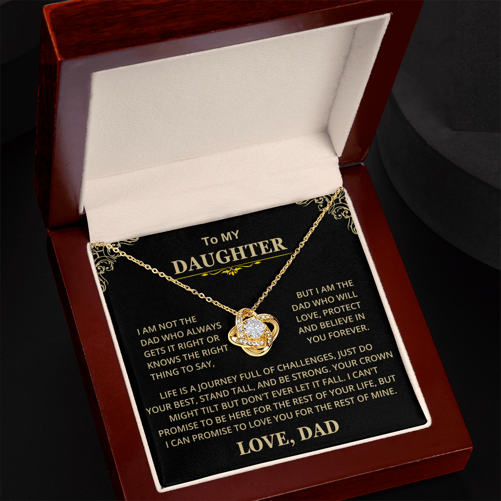 Gift For Daughter From Dad, "Crown Might Tilt But Don't Ever Let It Fall", Knot Necklace