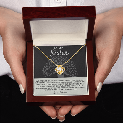To My Sister - Love Knot Necklace Gift Set