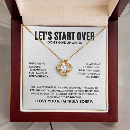 Let's Start Over Necklace for Her – Don't Give Up on Us – Heartfelt Apology Gift Set