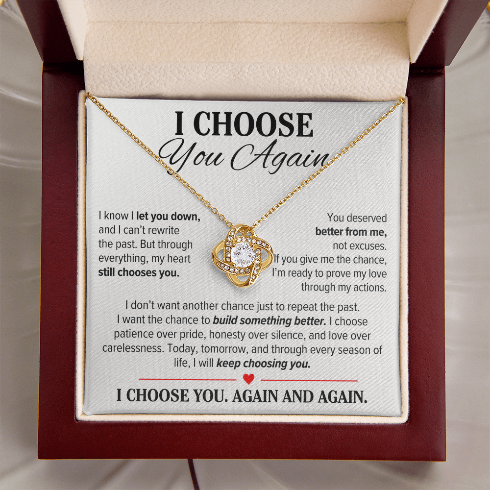 I Choose You Again Necklace for Her – Love Knot Second Chance Apology Gift