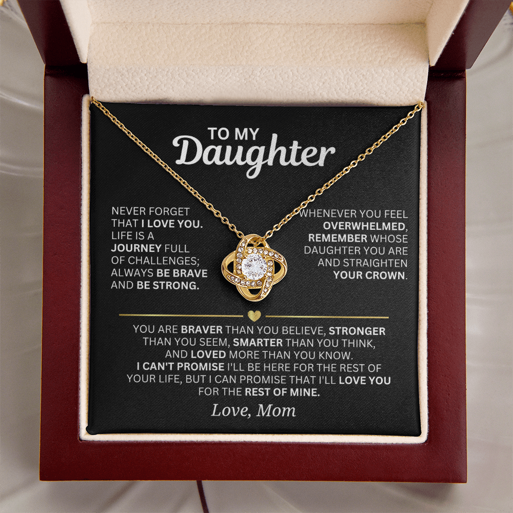 To My Daughter - From Mom - Love Knot Necklace Gift Set