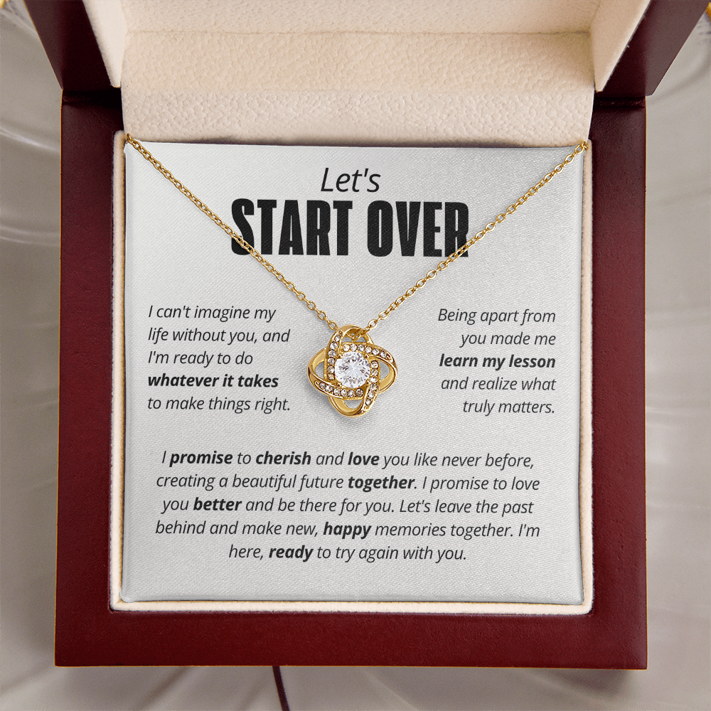 Let's Start Over Necklace for Her – I'm Sorry Love Knot Second Chance Gift