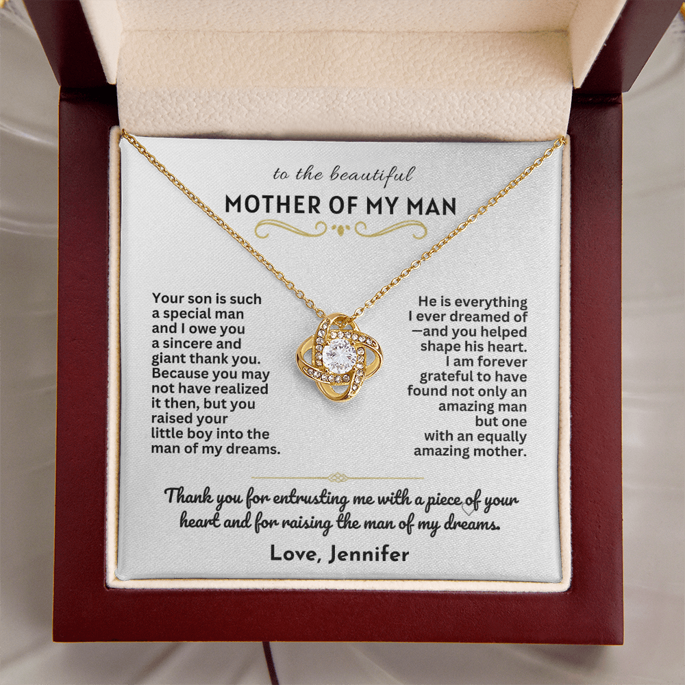 To The Mother Of My Man - Love Knot Necklace Gift Set