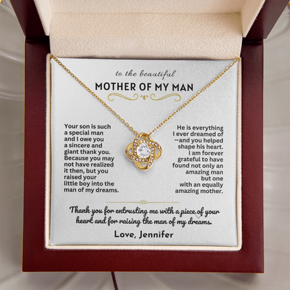 To The Mother Of My Man - Love Knot Necklace Gift Set
