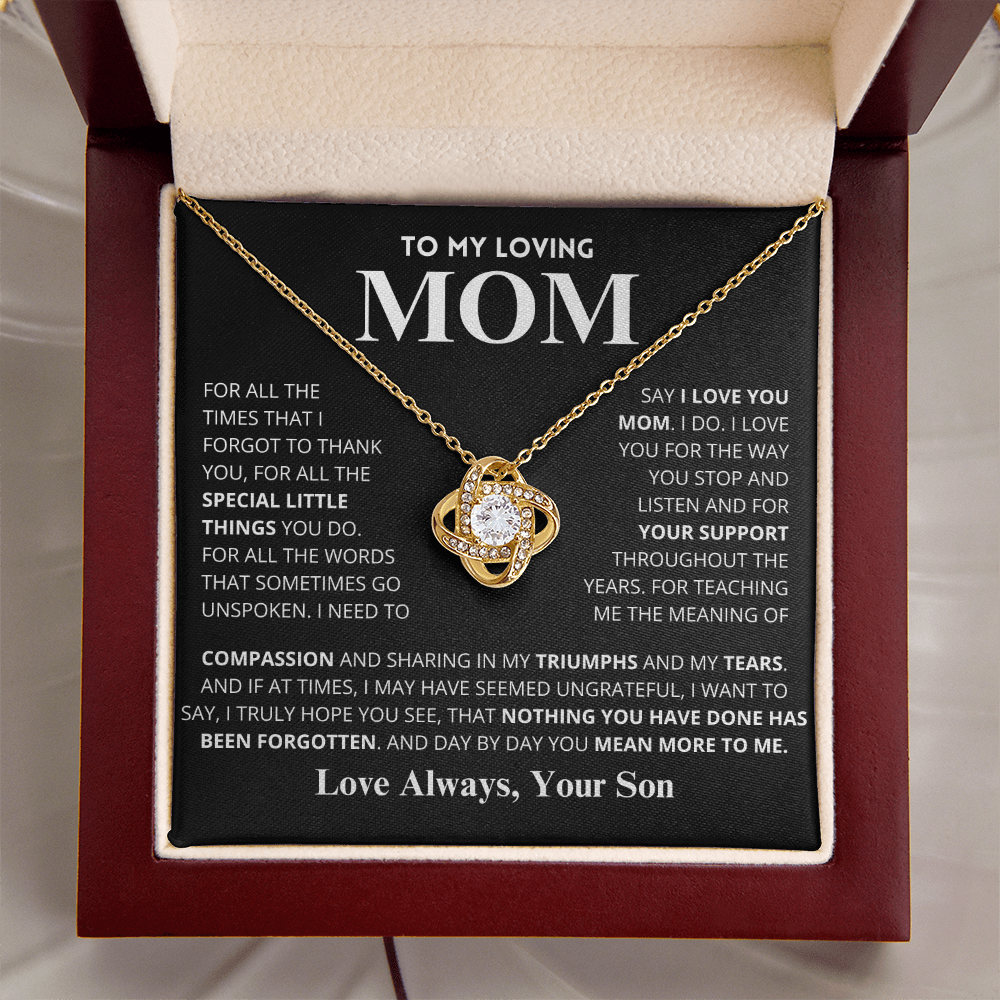 Mom Gift "You Mean More" Knot Necklace From Son