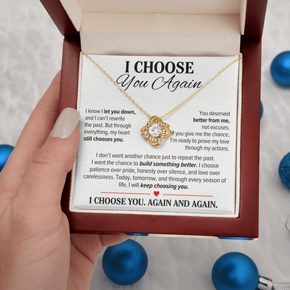 I Choose You Again Necklace for Her – Love Knot Second Chance Apology Gift