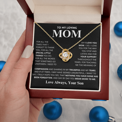 Mom Gift "You Mean More" Knot Necklace From Son