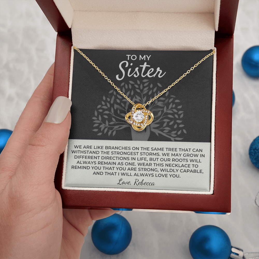 To My Sister - Love Knot Necklace Gift Set