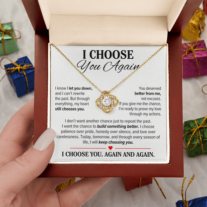 I Choose You Again Necklace for Her – Love Knot Second Chance Apology Gift