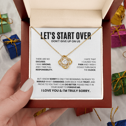 Let's Start Over Necklace for Her – Don't Give Up on Us – Heartfelt Apology Gift Set