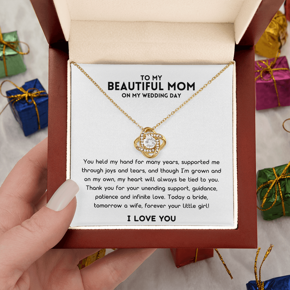 Mother Of The Bride Gift (You Held My Hand) Love Knot Necklace