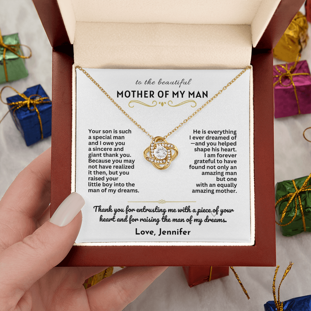 To The Mother Of My Man - Love Knot Necklace Gift Set