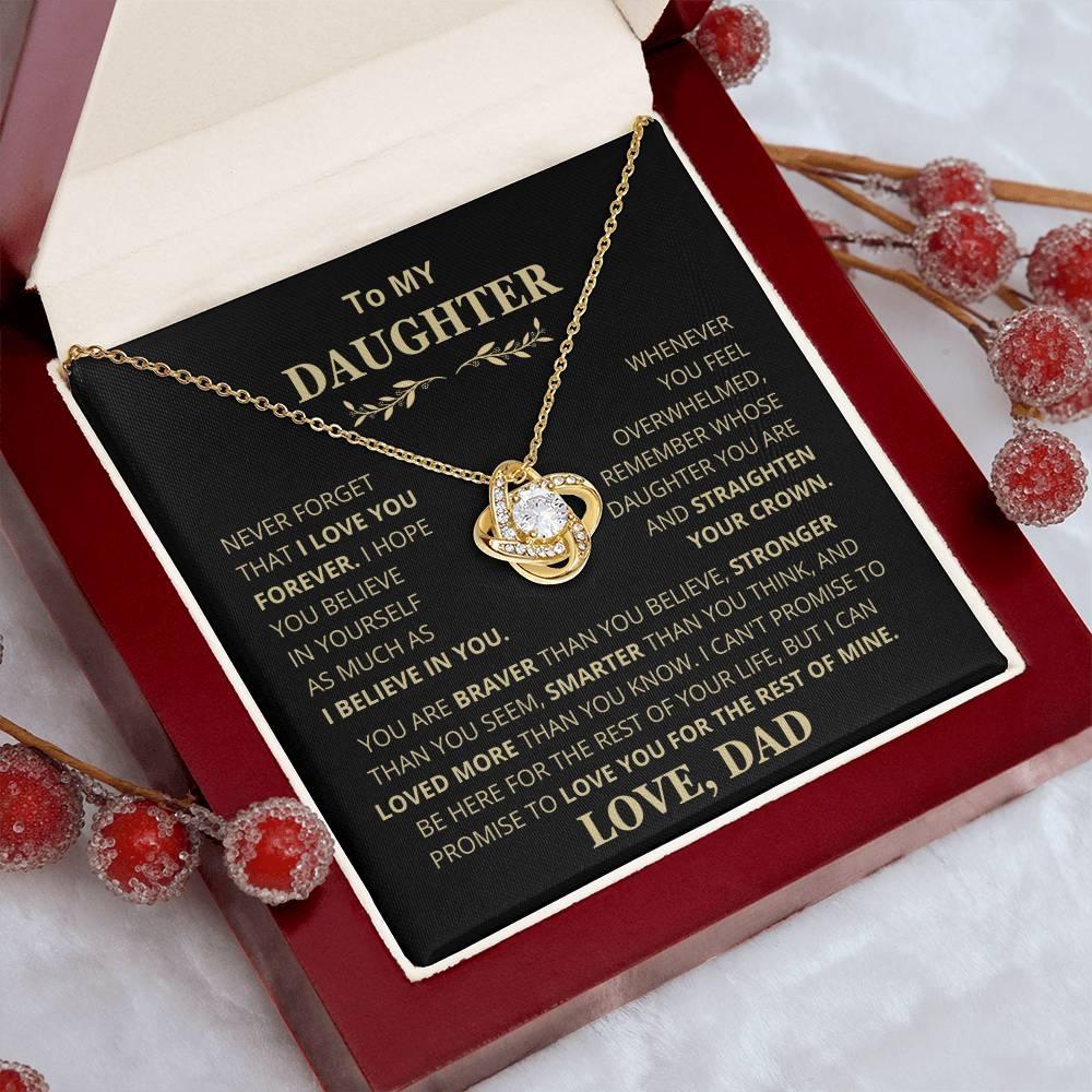 Beautiful Gift for Daughter From Dad "Never Forget That I Love You" Necklace - Charming Family Gift